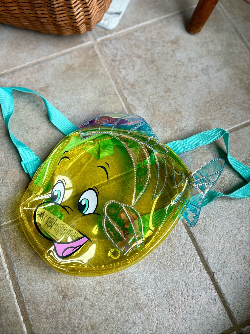 Disney Store Little Mermaid Flounder Backpack Yellow Clear
